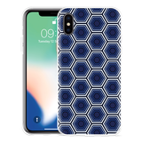 Hoesje geschikt voor iPhone Xs - Blauwe Hexagons
