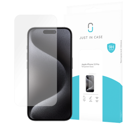 Just in Case iPhone 15 Pro Tempered Glass -  Screenprotector - Clear