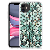 Hoesje geschikt voor iPhone 11 - Groen Hexagon Marmer