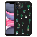 Hoesje Zwart geschikt voor iPhone 11 Green Cactus