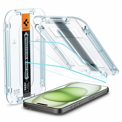 Spigen Glass iPhone 15 Plus Montage Frame EZ FIT 2 Pack AGL06883