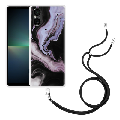 Cazy Hoesje met koord geschikt voor Sony Xperia 5 V Liquid Marble