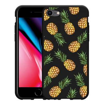 Cazy Hoesje Zwart geschikt voor iPhone SE 2020 - Ananas
