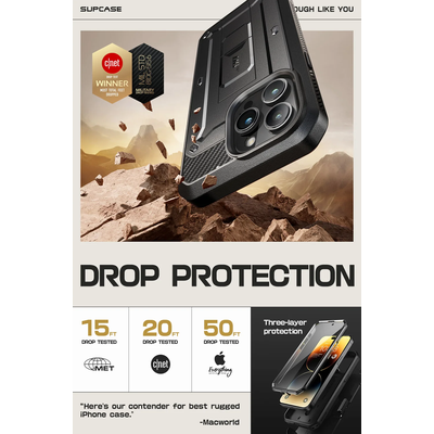 Supcase Unicorn Beetle Pro Hoesje geschikt voor iPhone 15 Pro - Met ingebouwde screen protector - Zwart