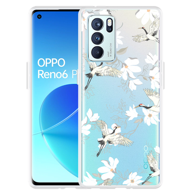 Cazy Hoesje geschikt voor Oppo Reno6 Pro 5G - White Bird