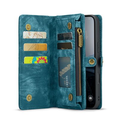 Caseme Hoesje geschikt voor iPhone 16  - Luxe Leren Portemonnee Hoesje - Blauw