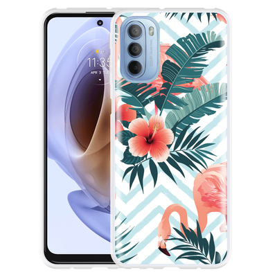 Cazy Hoesje geschikt voor Motorola Moto G41 - Flamingo Flowers