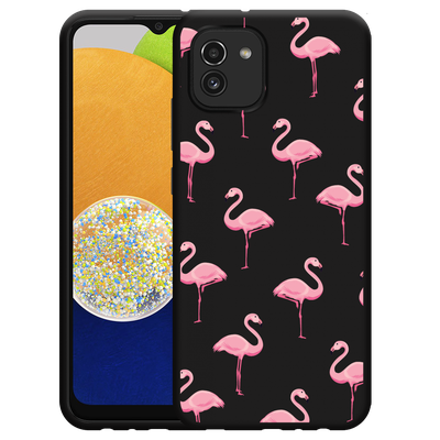Cazy Hoesje Zwart geschikt voor Samsung Galaxy A03 - Flamingo