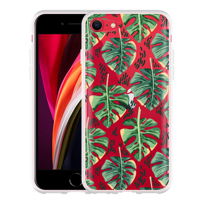 Cazy Hoesje geschikt voor iPhone SE 2020 - Palm Leaves Large