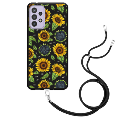 Cazy Hoesje met Koord Zwart geschikt voor Samsung Galaxy A73 - Sunflowers