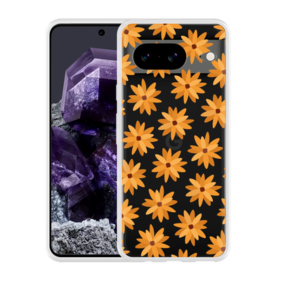 Cazy Hoesje geschikt voor Google Pixel 8 Oranje Bloemen