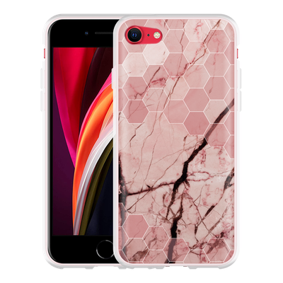 Cazy Hoesje geschikt voor iPhone SE 2020 - Pink Marble