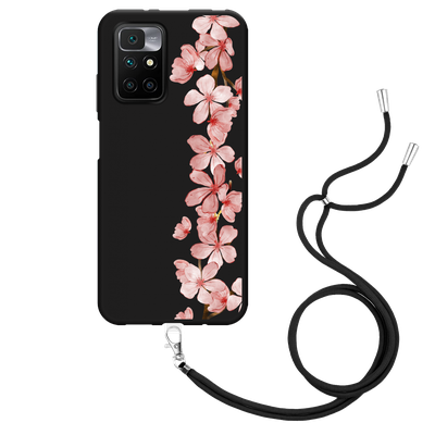 Cazy Hoesje met Koord Zwart geschikt voor Xiaomi Redmi 10 2022 - Flower Branch