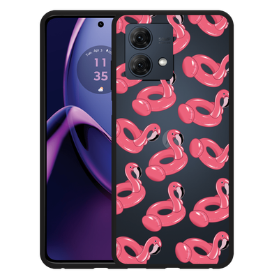 Cazy Hoesje Zwart geschikt voor Motorola Moto G84 5G Inflatable Flamingos