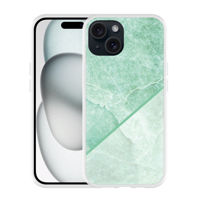 Cazy Hoesje geschikt voor iPhone 15 Green Marble