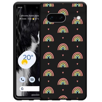 Cazy Hoesje Zwart geschikt voor Google Pixel 7 - Regenboog Patroon