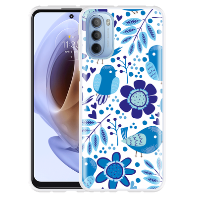 Cazy Hoesje geschikt voor Motorola Moto G41 - Blue Bird and Flower