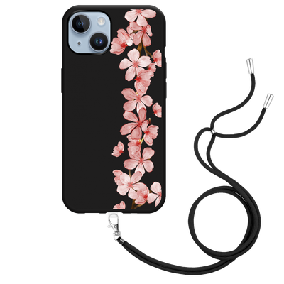 Cazy Hoesje met Koord Zwart geschikt voor iPhone 14 - Flower Branch