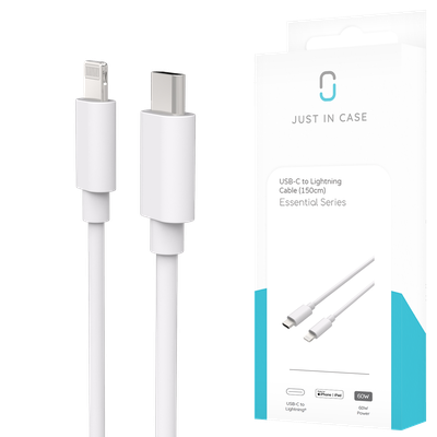 Just in Case Essential USB-C to Lightning Cable (150cm) - White