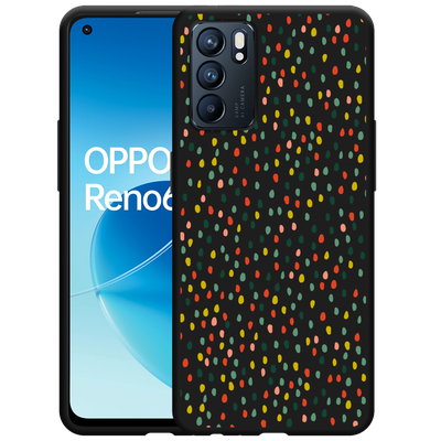 Cazy Hoesje Zwart geschikt voor Oppo Reno6 5G - Happy Dots