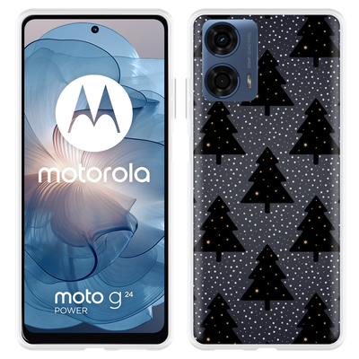 Cazy Hoesje geschikt voor Motorola Moto G04/G04s/G24/G24 Power Snowy Christmas Tree