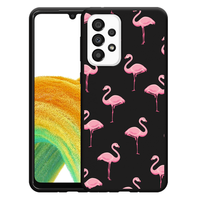 Cazy Hoesje Zwart geschikt voor Samsung Galaxy A33 - Flamingo