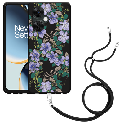 Cazy Hoesje met koord geschikt voor OnePlus Nord CE 3 Lite 5G Purple Flowers