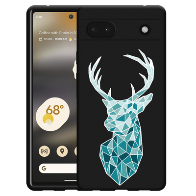 Cazy Hoesje Zwart geschikt voor Google Pixel 6a - Art Deco Deer