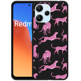 Hoesje Zwart geschikt voor Xiaomi Redmi 12 4G Roze Cheeta's