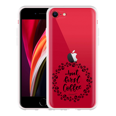 Cazy Hoesje geschikt voor iPhone SE 2020 - But first Coffee