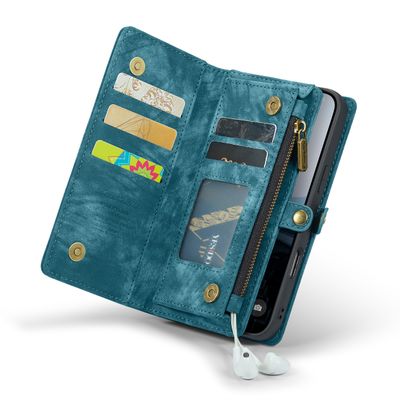 Caseme Hoesje geschikt voor iPhone 16 Pro Max - Luxe Leren Portemonnee Hoesje - Blauw