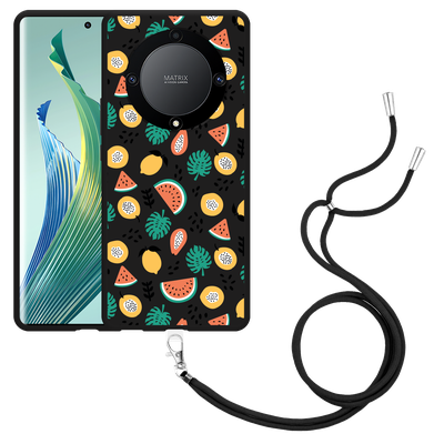 Cazy Hoesje met koord Zwart geschikt voor Honor Magic5 Lite Tropical Fruit