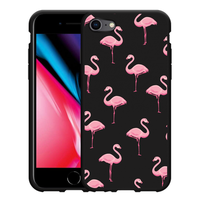 Cazy Hoesje Zwart geschikt voor iPhone SE 2020 - Flamingo