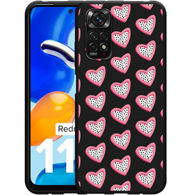 Cazy Hoesje Zwart geschikt voor Xiaomi Redmi Note 11/11S - Hartjes Met Stippen