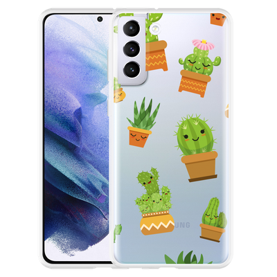 Cazy Hoesje geschikt voor Samsung Galaxy S21 Plus - Happy Cactus