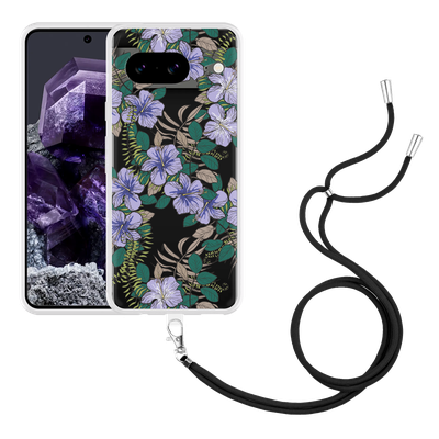 Cazy Hoesje met koord geschikt voor Google Pixel 8 Purple Flowers