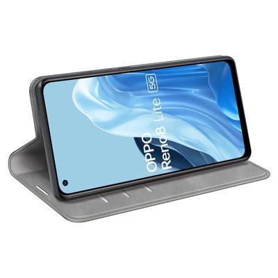 Cazy Wallet Magnetic Hoesje geschikt voor Oppo Reno8 Lite - Grijs