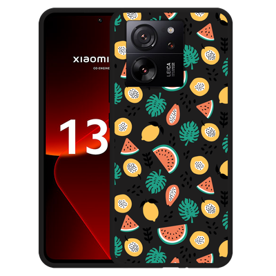 Cazy Hoesje Zwart geschikt voor Xiaomi 13T/13T Pro Tropical Fruit