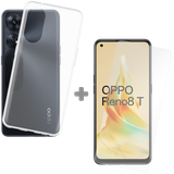 Soft TPU Hoesje + Tempered Glass Protector geschikt voor Oppo Reno8 T 4G - Transparant
