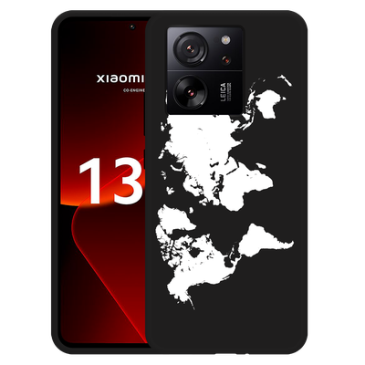 Cazy Hoesje Zwart geschikt voor Xiaomi 13T/13T Pro World Map