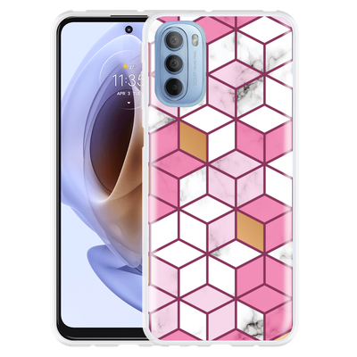 Cazy Hoesje geschikt voor Motorola Moto G31 - Pink White Marble