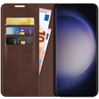 Cazy Wallet Magnetic Hoesje geschikt voor Samsung Galaxy S23 Ultra - Bruin
