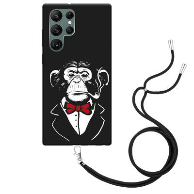 Cazy Hoesje met Koord Zwart geschikt voor Samsung Galaxy S22 Ultra - Smoking Chimp