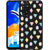 Hoesje Zwart geschikt voor Xiaomi Redmi Note 11/11S - Diamonds