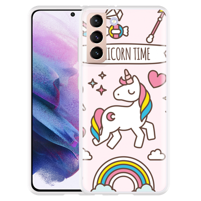 Cazy Hoesje geschikt voor Samsung Galaxy S21 - Unicorn Time