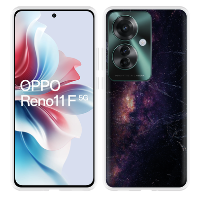 Cazy Hoesje geschikt voor Oppo Reno11 F Black Space Marble