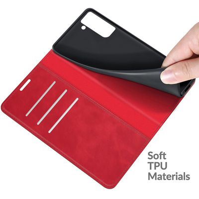 Cazy Wallet Magnetic Hoesje geschikt voor Samsung Galaxy S21 Plus - Rood