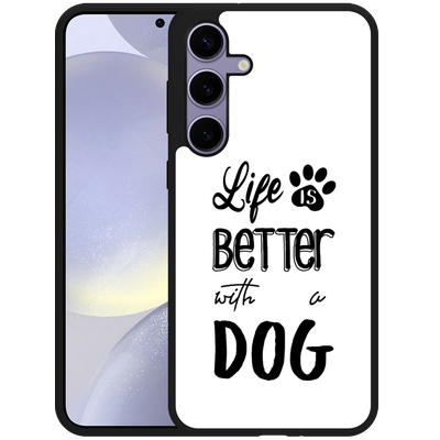 Cazy Hardcase Hoesje geschikt voor Samsung Galaxy S24+ Life Is Better With a Dog Zwart