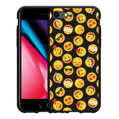 Cazy Hoesje Zwart geschikt voor iPhone SE 2020 - Emoji