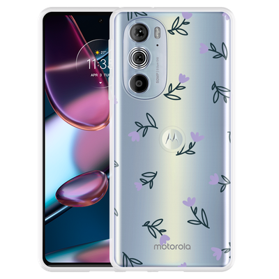 Cazy Hoesje geschikt voor Motorola Edge 30 Pro - Paarse Bloemen